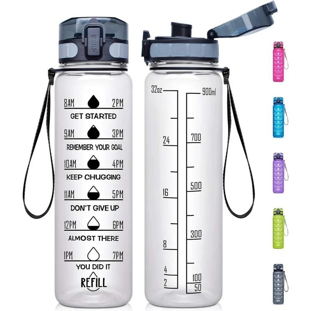 Fidus Large 32oz Water Bottle with Motivational Time Marker & Removable Strainer - Picture 1 of 3